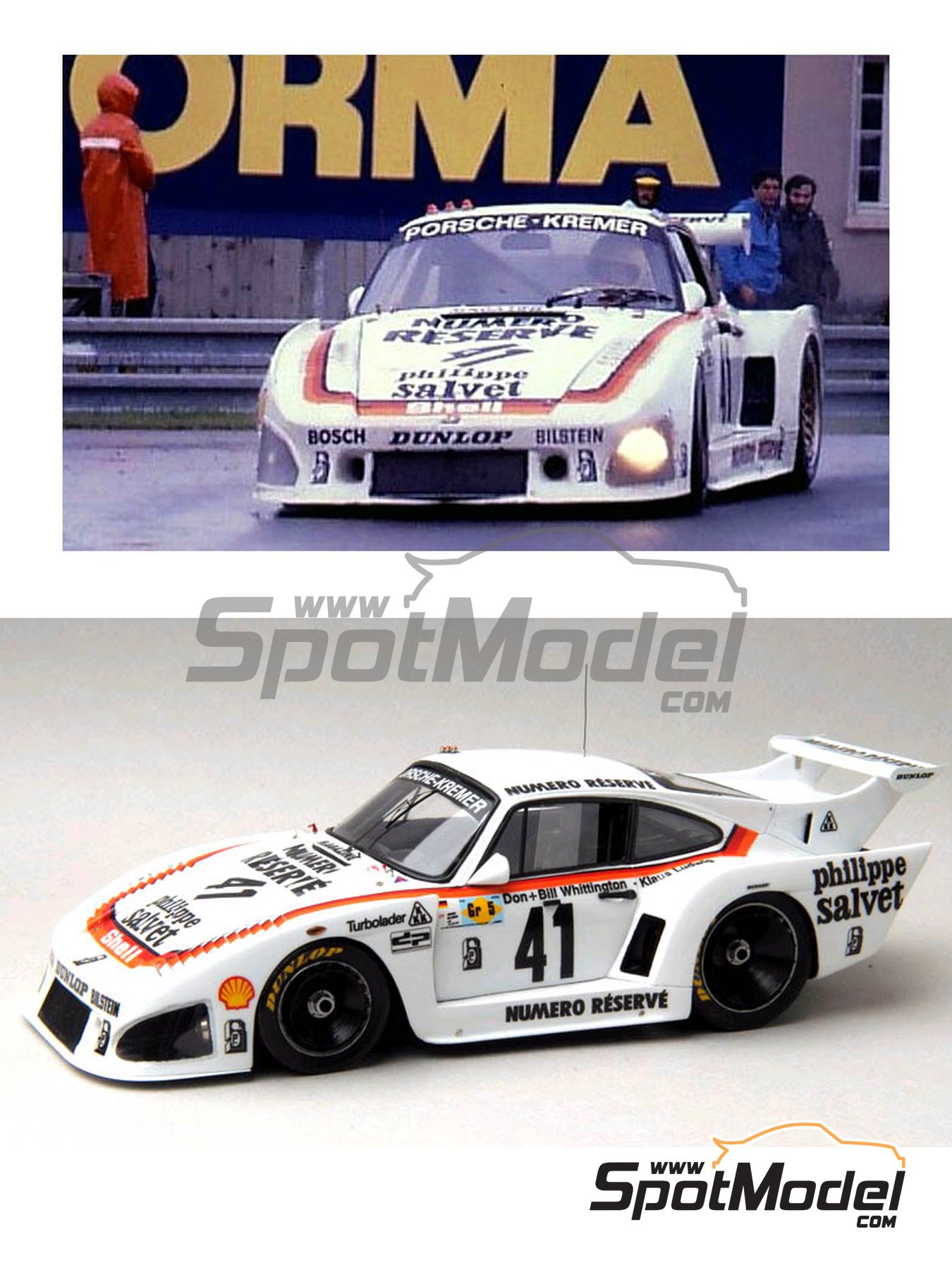 Porsche 935 K3 Kremer Racing Team sponsored by Numero Reserve - 24 Hours Le  Mans 1979. Car scale model kit in 1/24 scale manufactured by Renaissance M